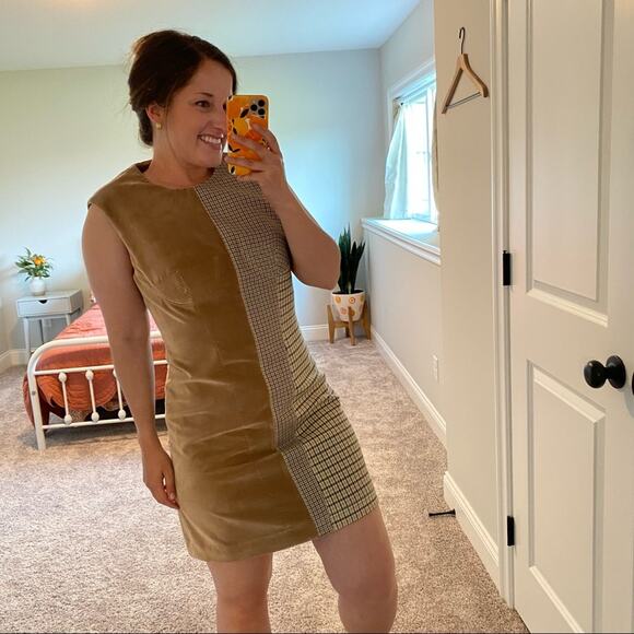 Stella McCartney Brown Plaid Velvet Bustier Mini Dress 42 Small - Picture 7 of 16